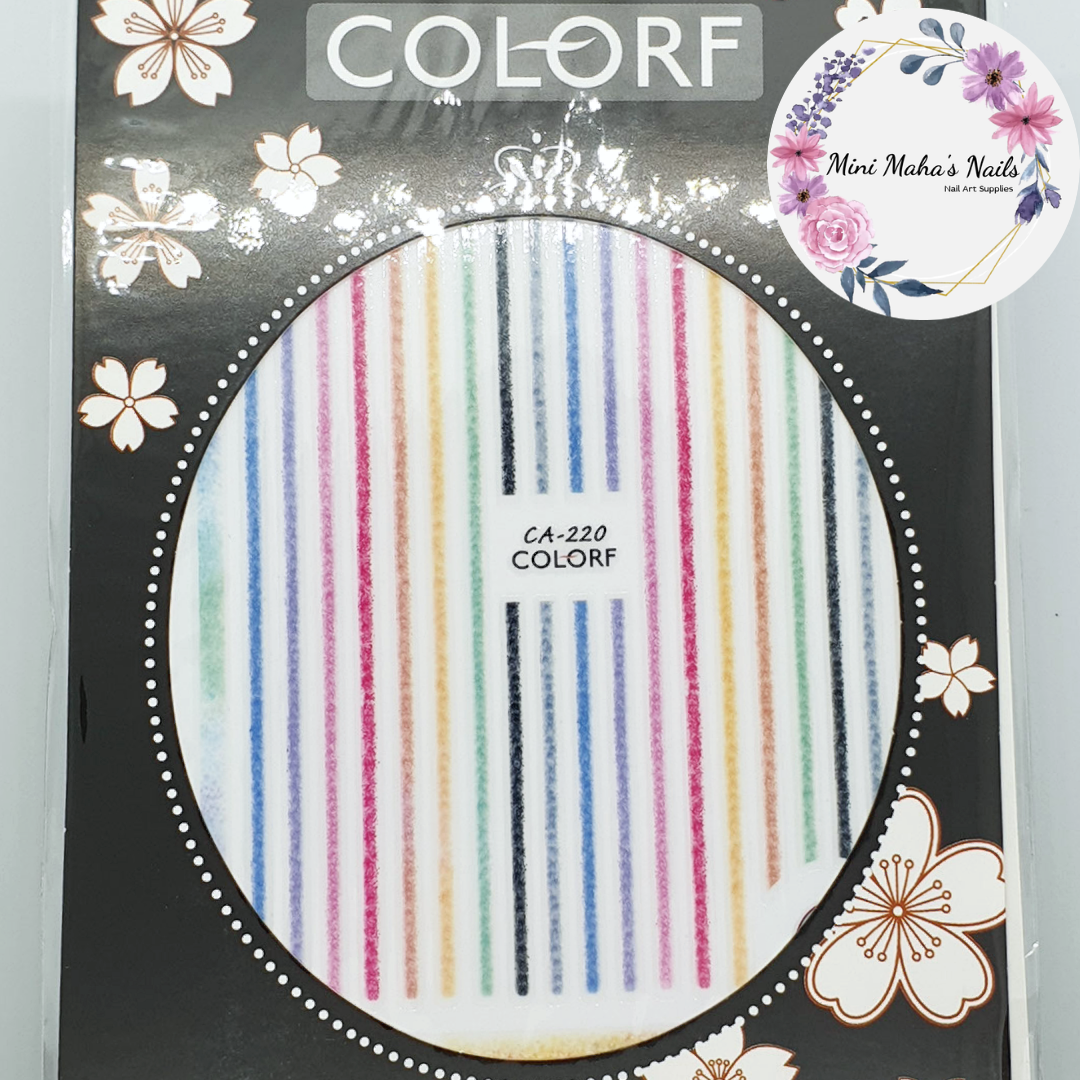 Rainbow Coloured Crayon Pencil Lines Nail Art Stickers CA220