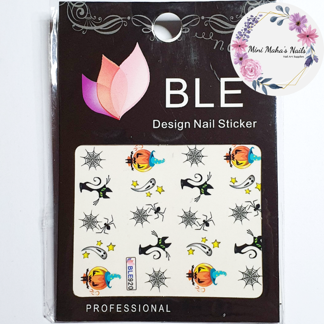 Halloween Black Cat Spider Webs Ghosts Nail Art Water Decals BLE920