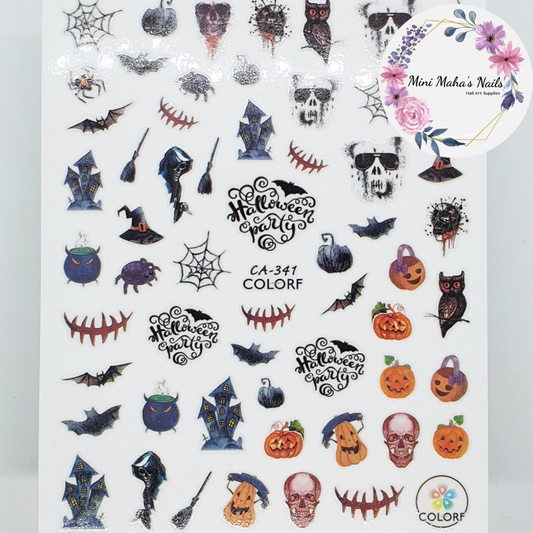 Halloween Skulls Webs Pumpkins Spooky Nail Art Stickers CA341