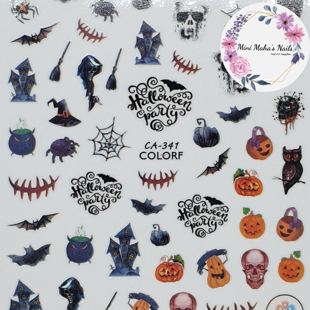 Halloween Skulls Webs Pumpkins Spooky Nail Art Stickers CA341