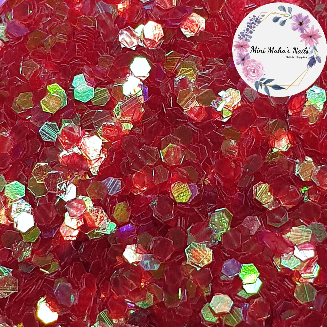 1 Bag Iridescent Red Hexagon Glitter