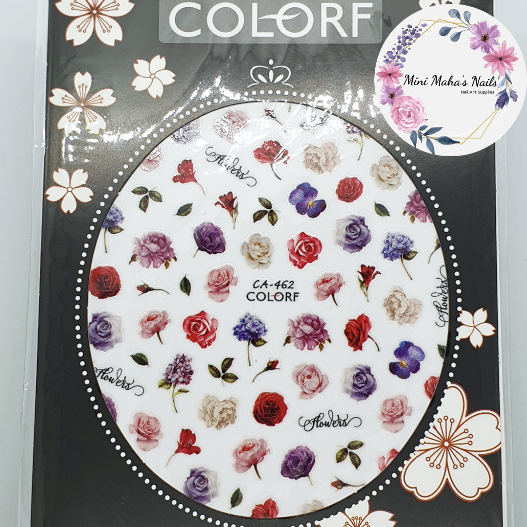 White Pink Red Purple Roses Flowers Floral Nature Nail Art Stickers CA462