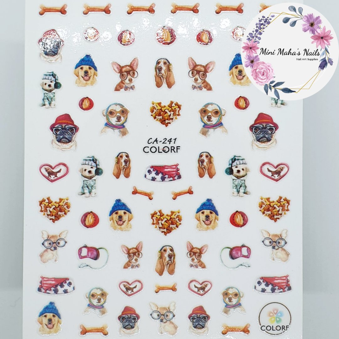 Puppies Dogs Pets Love Bones Nail Art Stickers CA241