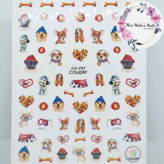 Puppies Dogs Pets Love Bones Nail Art Stickers CA241