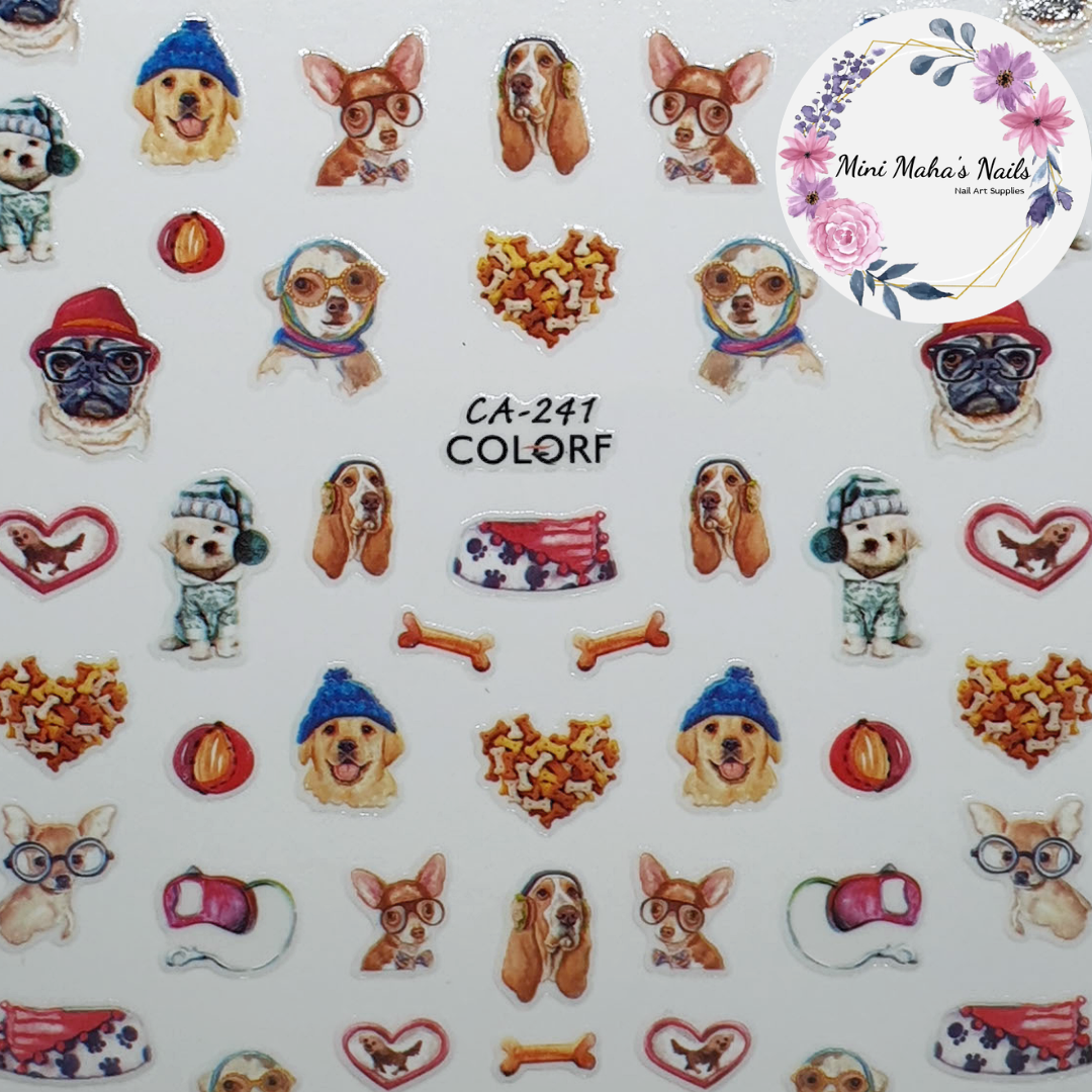 Puppies Dogs Pets Love Bones Nail Art Stickers CA241