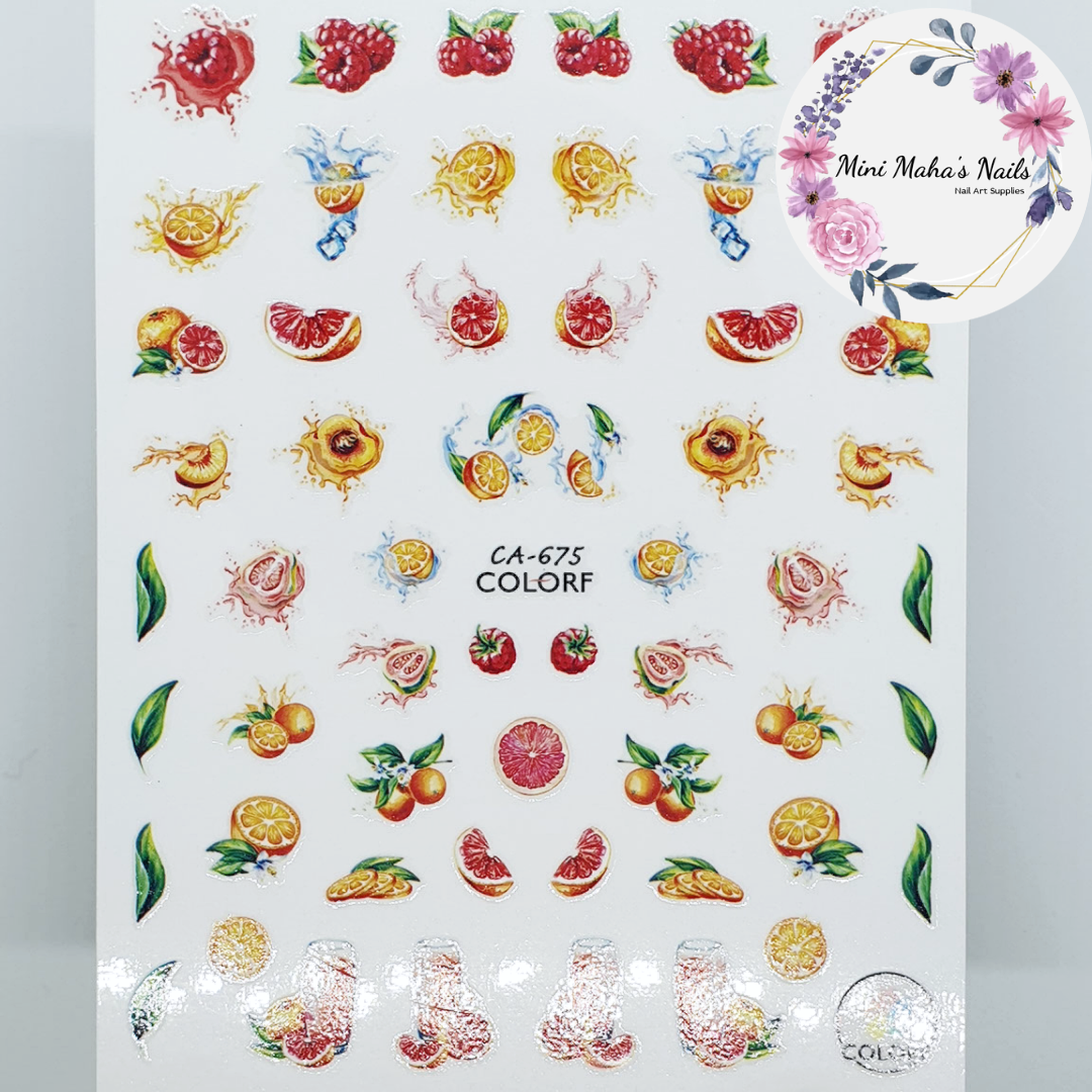 Peaches Oranges Grapefruit Guava Fruit Nail Art Stickers CA675