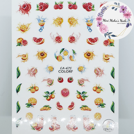 Peaches Oranges Grapefruit Guava Fruit Nail Art Stickers CA675