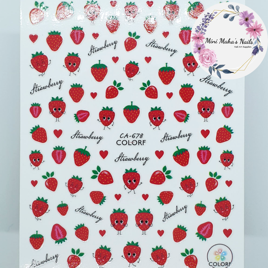 Cute Strawberries Fruit Berries Nail Art Stickers CA678