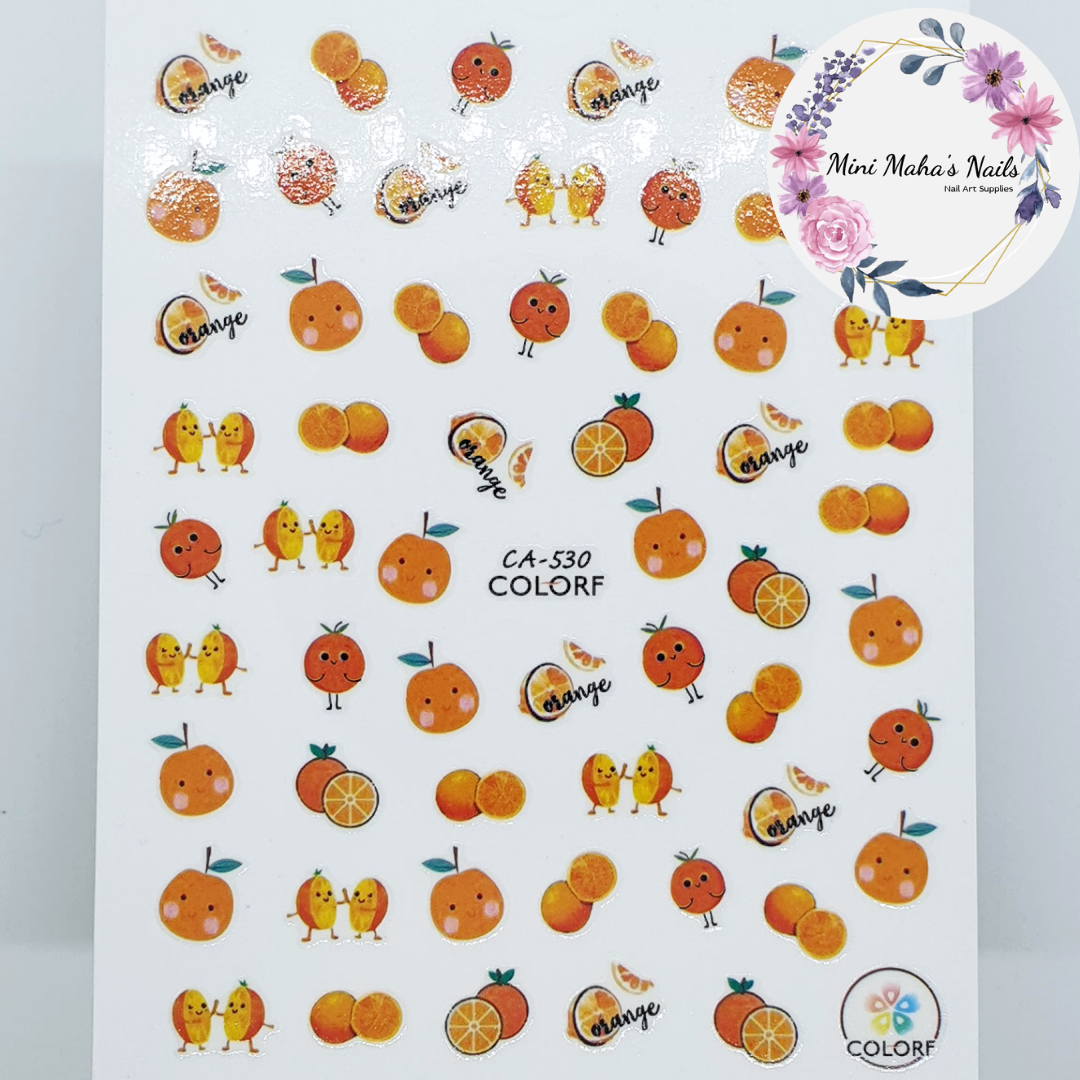 Cute Oranges Mandarins Citrus Fruit Nail Art Stickers CA530