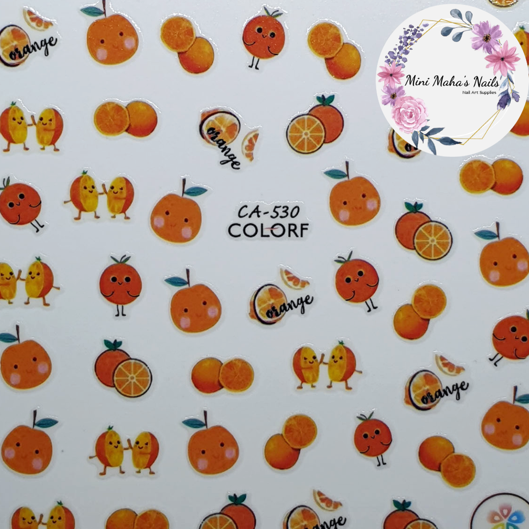 Cute Oranges Mandarins Citrus Fruit Nail Art Stickers CA530