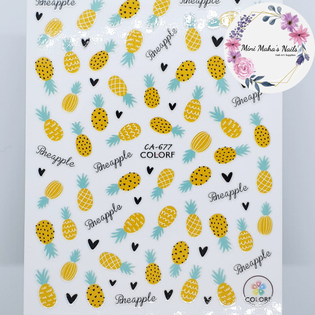 Cute Yellow Pinapple Nail Art Stickers CA677