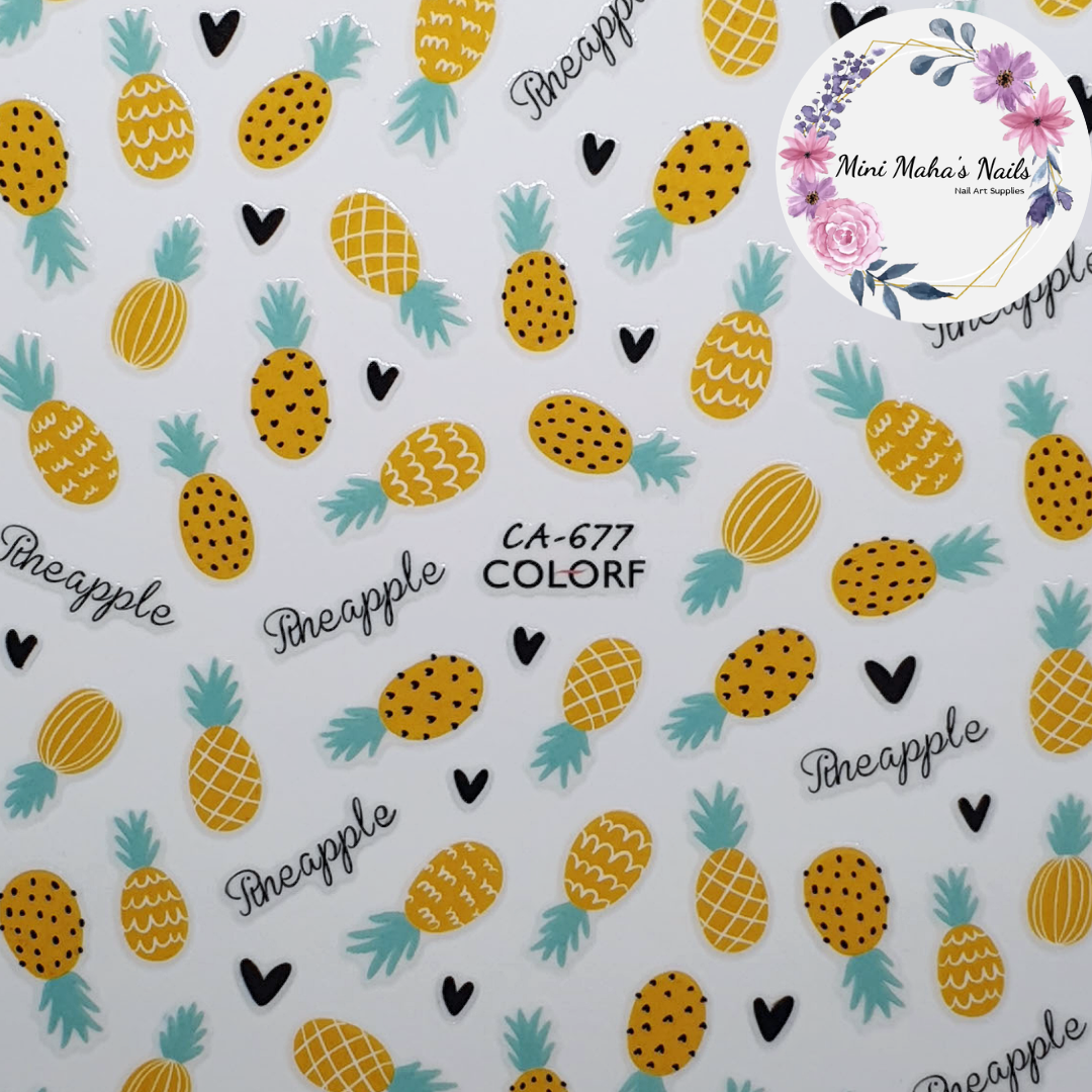 Cute Yellow Pinapple Nail Art Stickers CA677