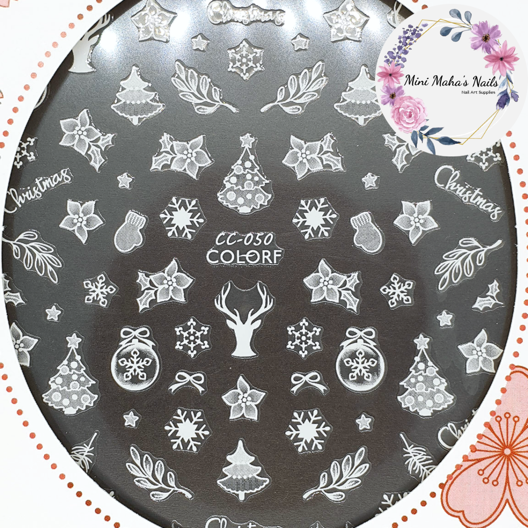 White Christmas Trees Reindeer Snowflakes Nail Art Stickers CC050