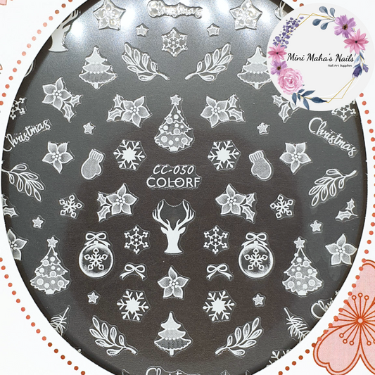 White Christmas Trees Reindeer Snowflakes Nail Art Stickers CC050