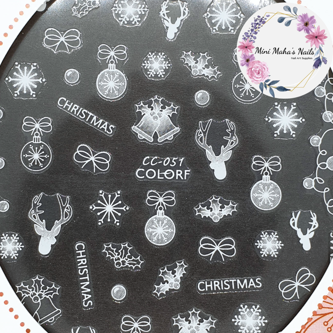 White Christmas Bells Snowflakes Reindeer Ornaments Nail Art Stickers CC051