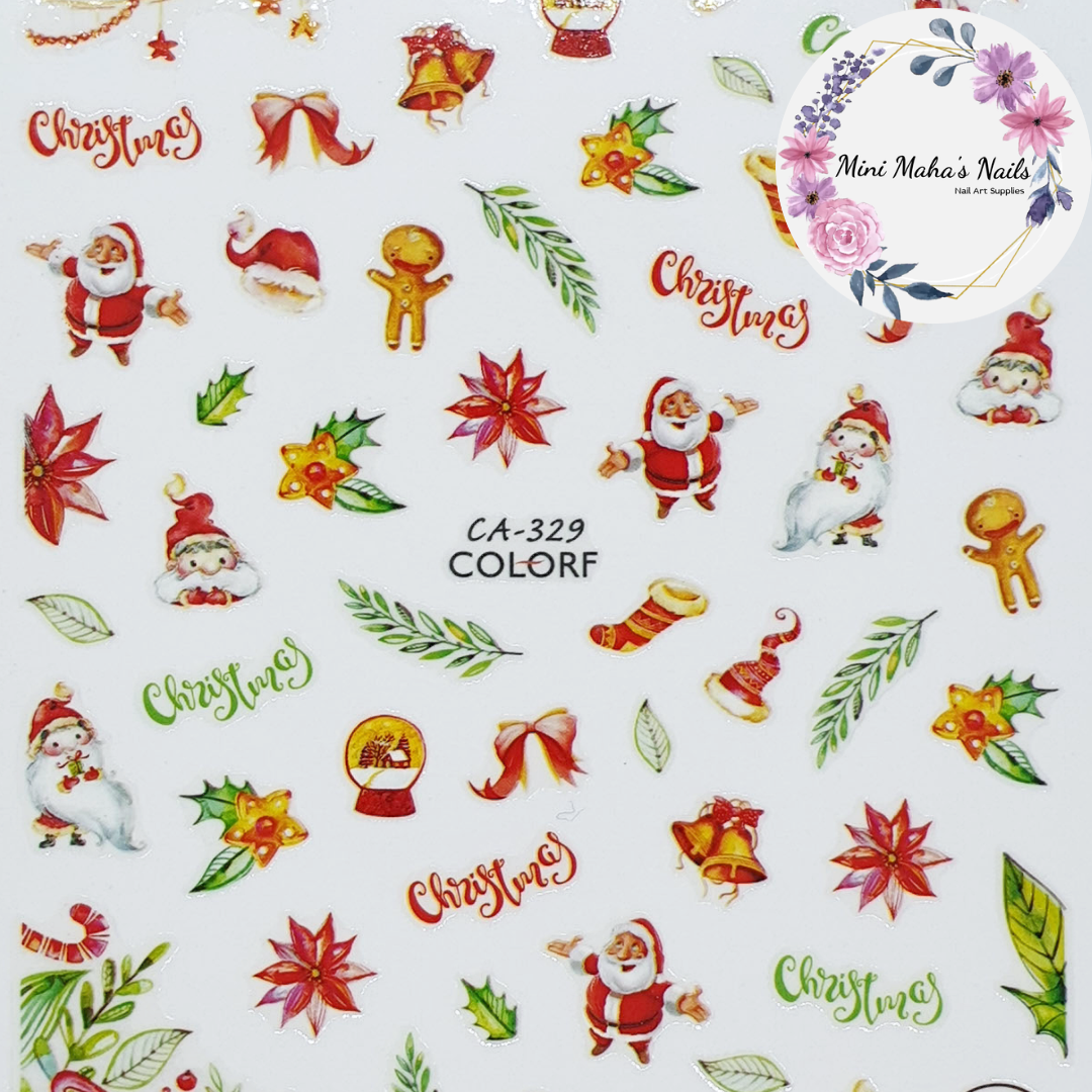 Christmas Santa Xmas Decorations Gingerbread Man Nail Art Stickers CA329