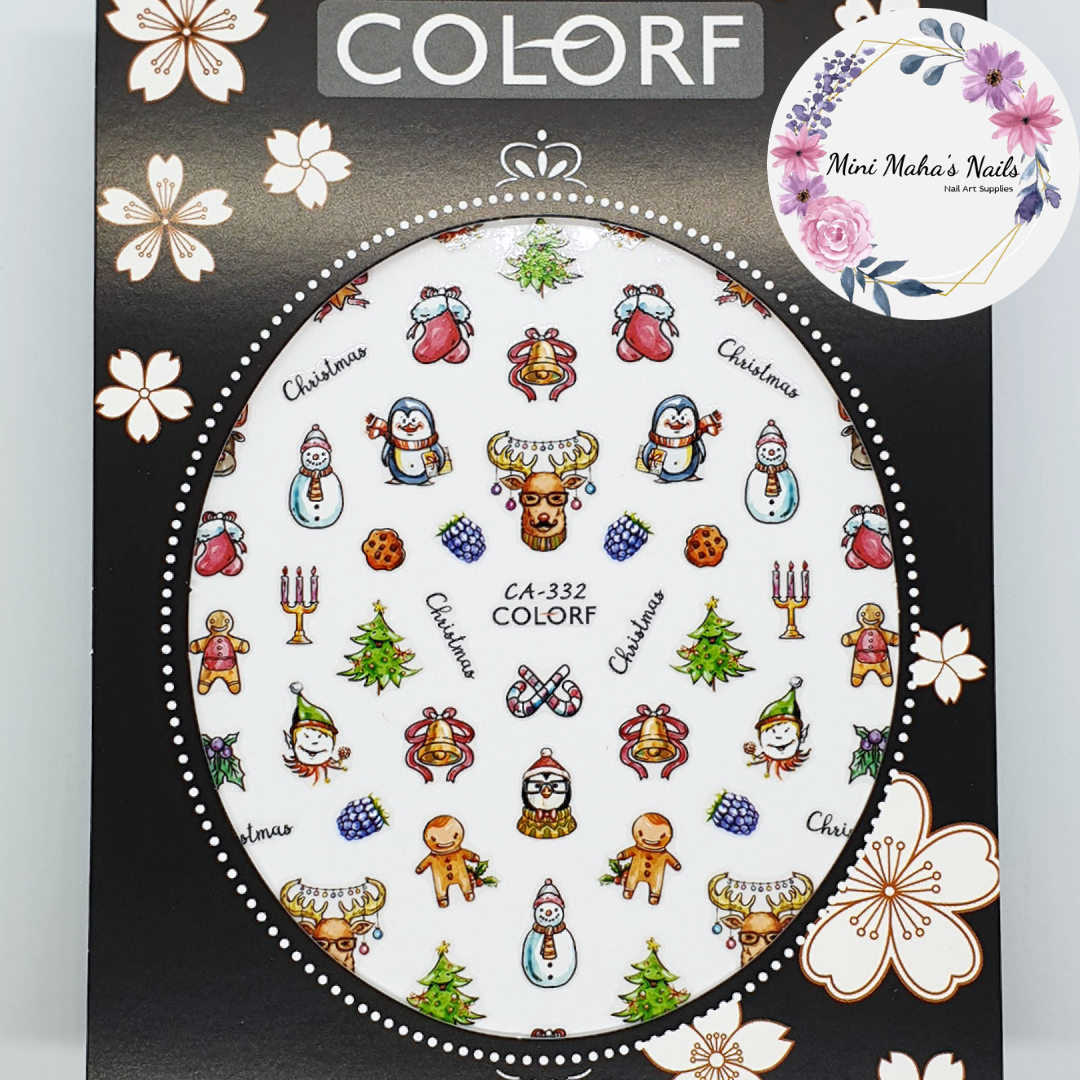 Christmas Trees Reindeer Snowmen Ornaments Nail Art Stickers CA332