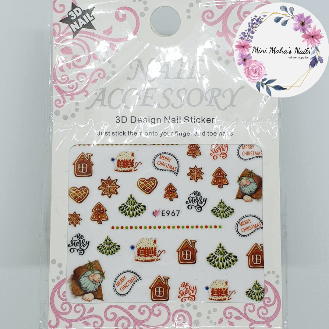 Christmas Gingerbread Cookies Nail Art Water Decals E967