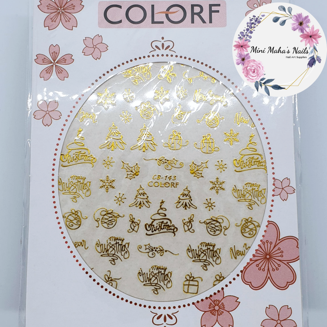 Gold Christmas Trees Presents Ornament Nail Art Stickers CB143