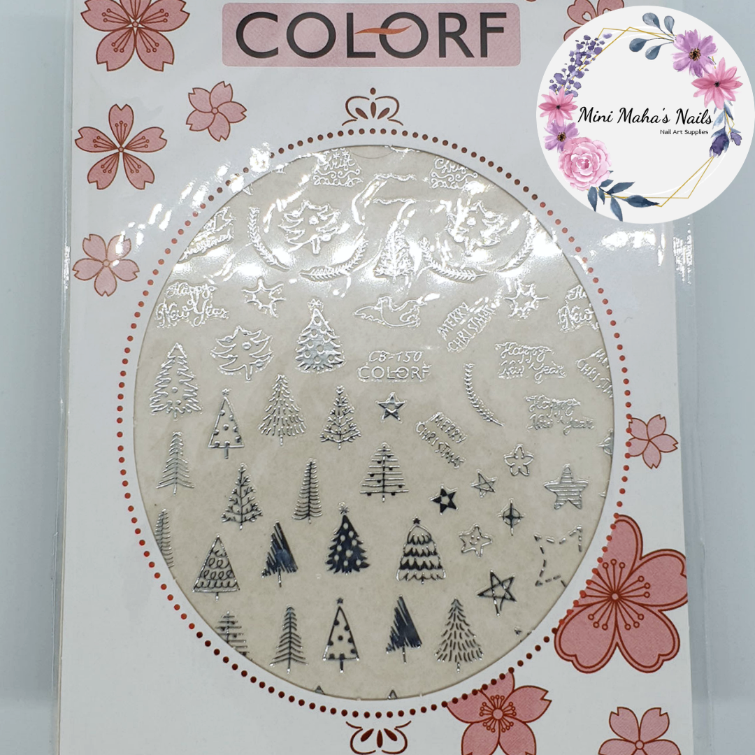 Silver Christmas Trees Stars Doves Nail Art Stickers CB150