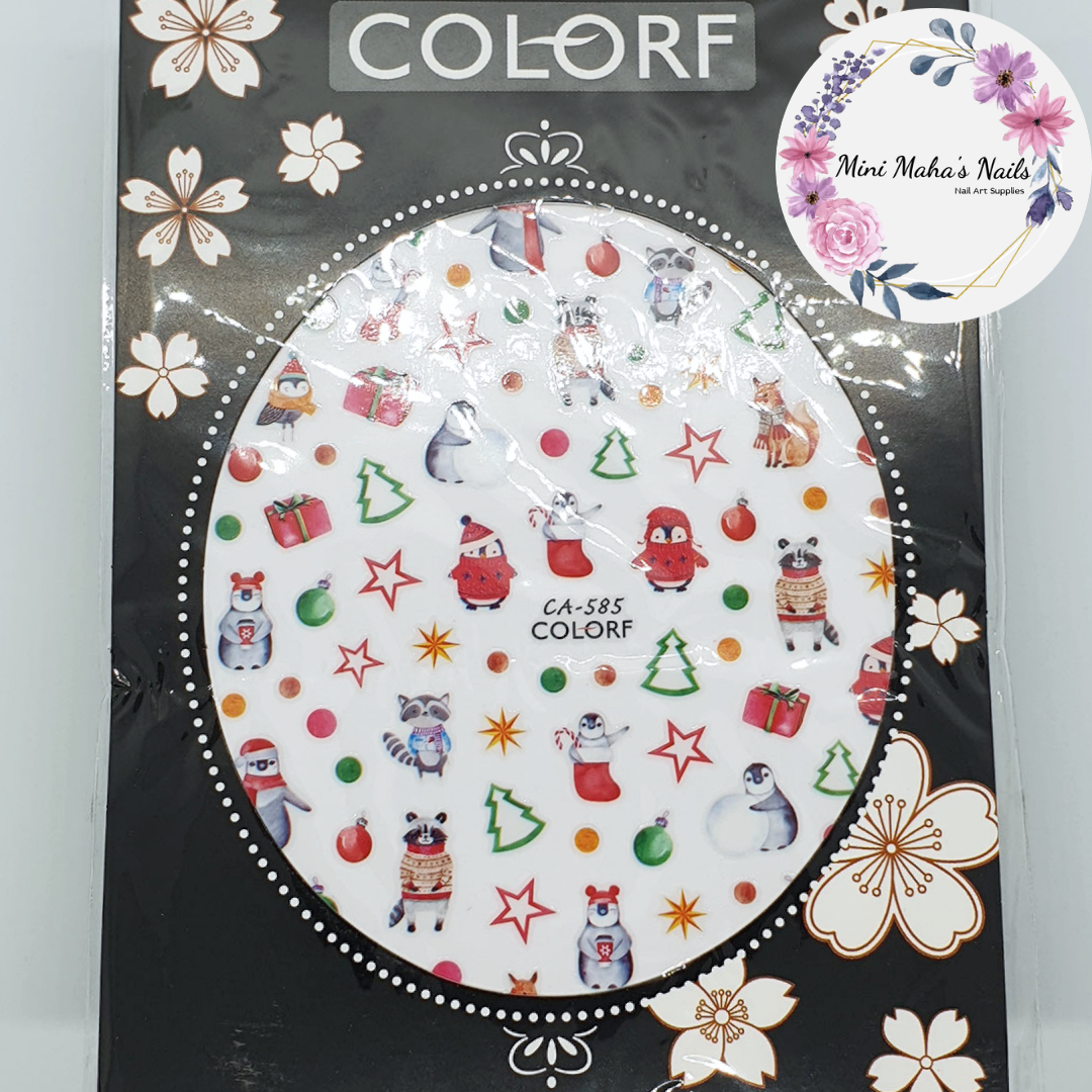 Christmas Trees Stars Cute Penguins Animals Nail Art Stickers CA585