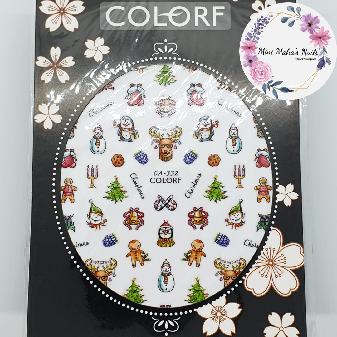 Christmas Trees Reindeer Snowmen Ornaments Nail Art Stickers CA332