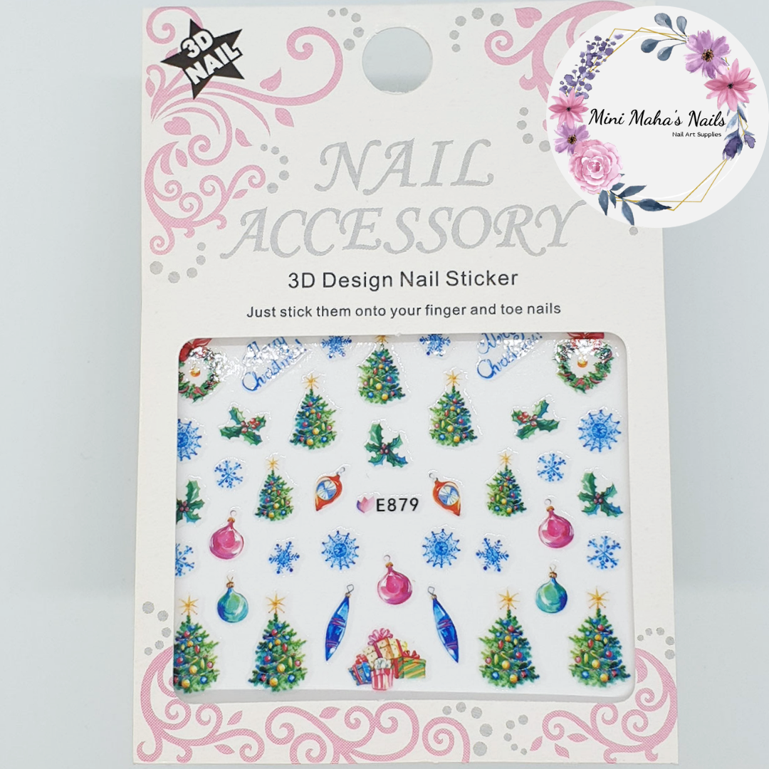 Christmas Trees Snowflakes Orangaments Presents Nail Art Stickers E879