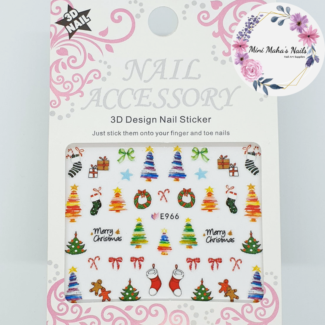 Cbristmas Trees Wreath Presents Nail Art Stickers E966