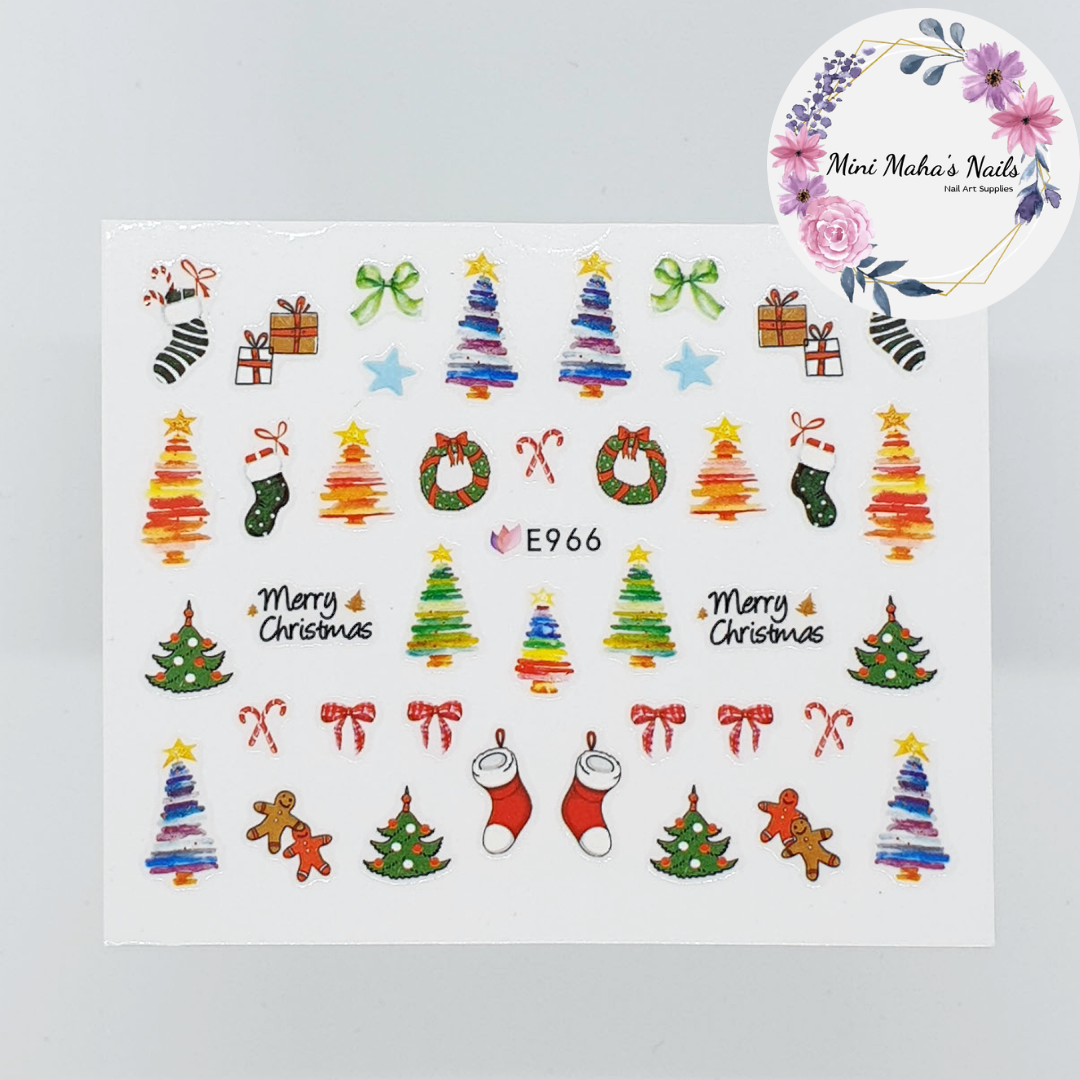 Cbristmas Trees Wreath Presents Nail Art Stickers E966