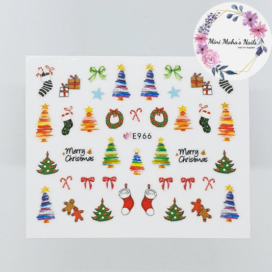 Cbristmas Trees Wreath Presents Nail Art Stickers E966