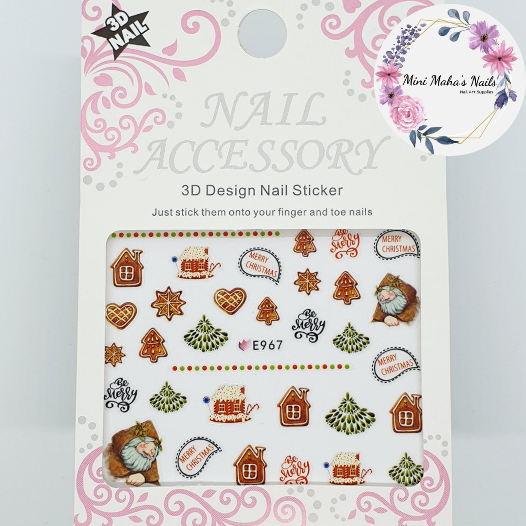 Christmas Gingerbread Cookies Nail Art Water Decals E967