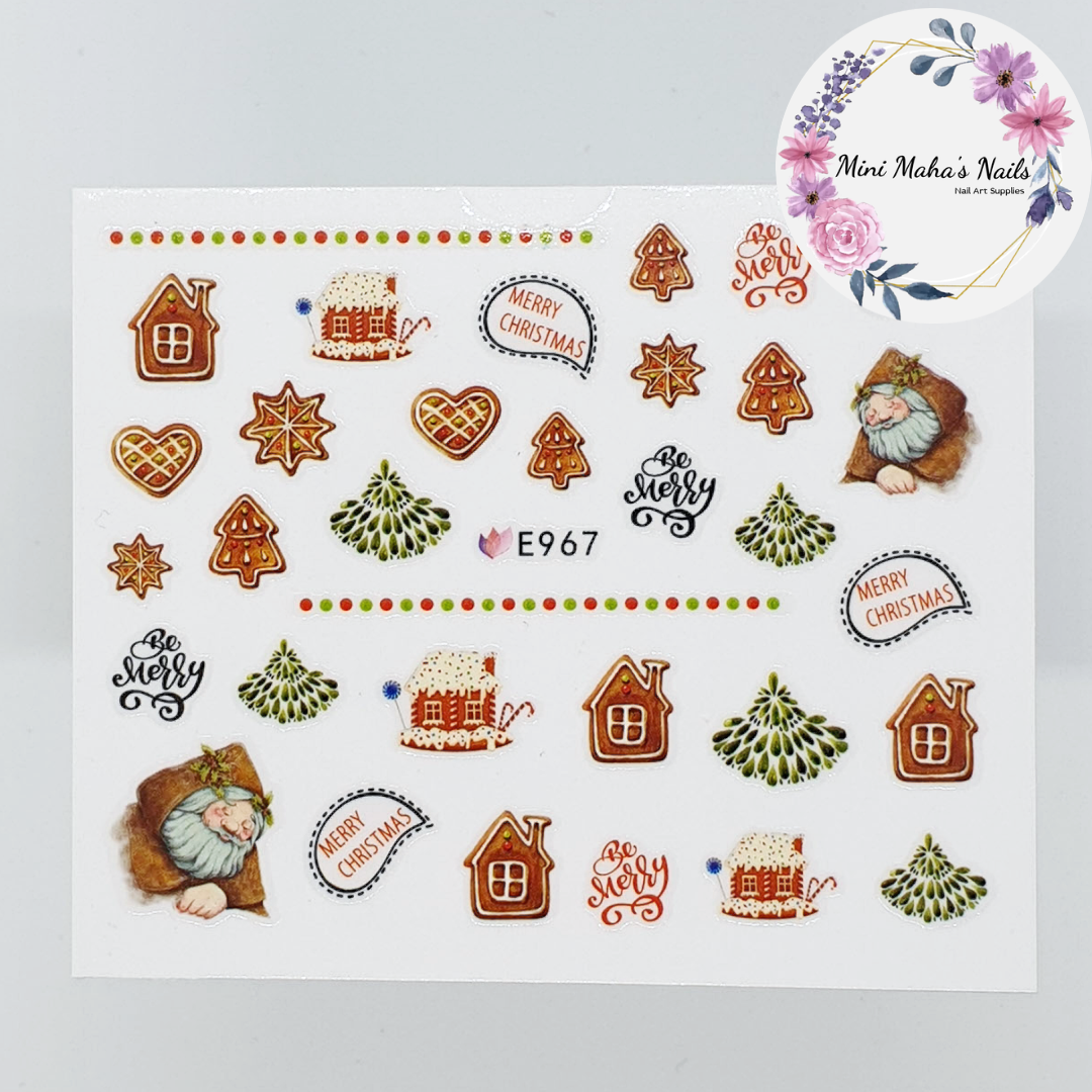 Christmas Gingerbread Cookies Nail Art Water Decals E967