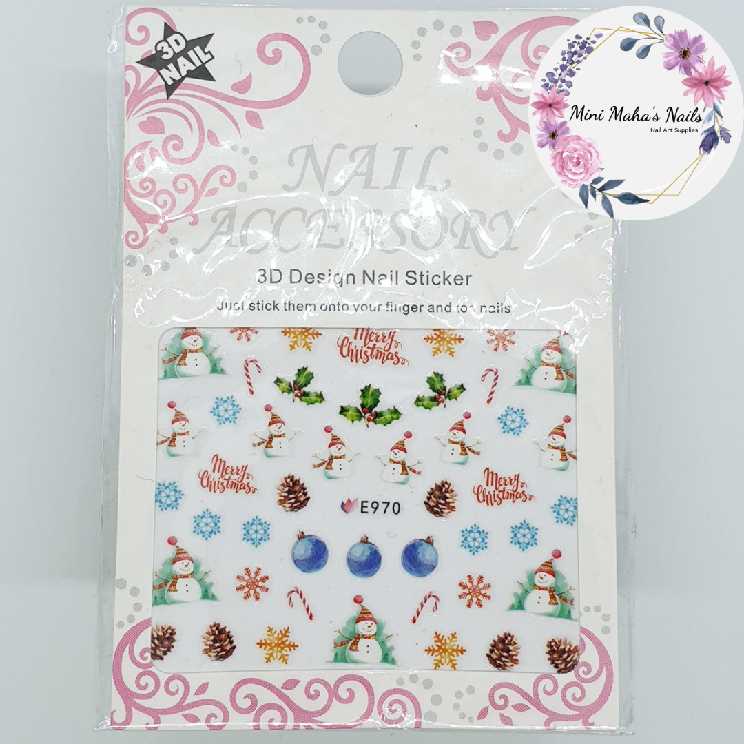 Christmas Ornaments Pine Cones Candy Canes Snowmen Nail Art Water Decals E970