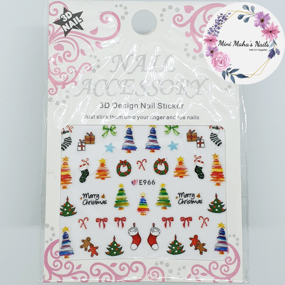 Cbristmas Trees Wreath Presents Nail Art Stickers E966