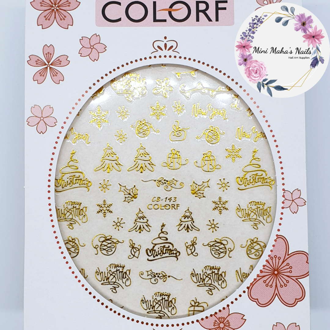 Gold Christmas Trees Presents Ornament Nail Art Stickers CB143