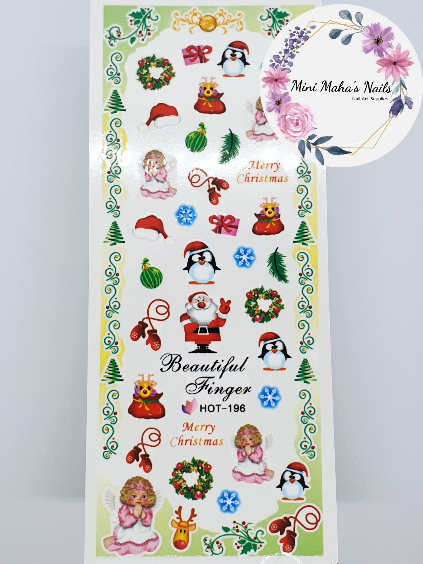 Christmas Tree Santa Penguins Angels Wreath Nail Art Water Decals HOT196