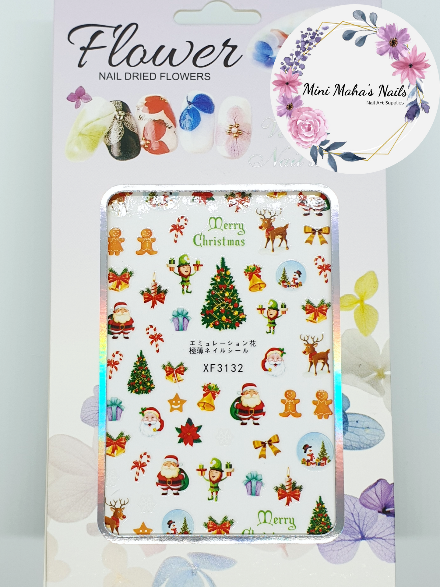 Christmas Tree Santa Elves Reindeer Bells Nail Art Stickers XF3132