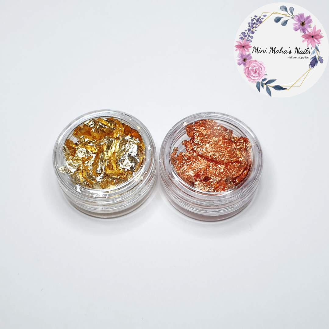 2 PCS Gold and Rose Gold Leaf Foil Flakes