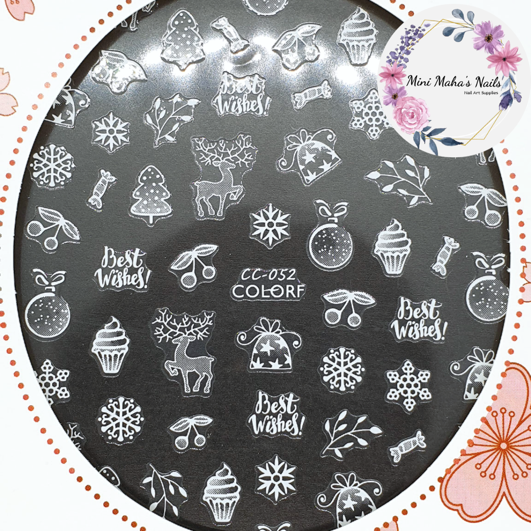 White Christmas Reindeers Snowflakes Presents Candy Cupcakes Nail Art Stickers CC052