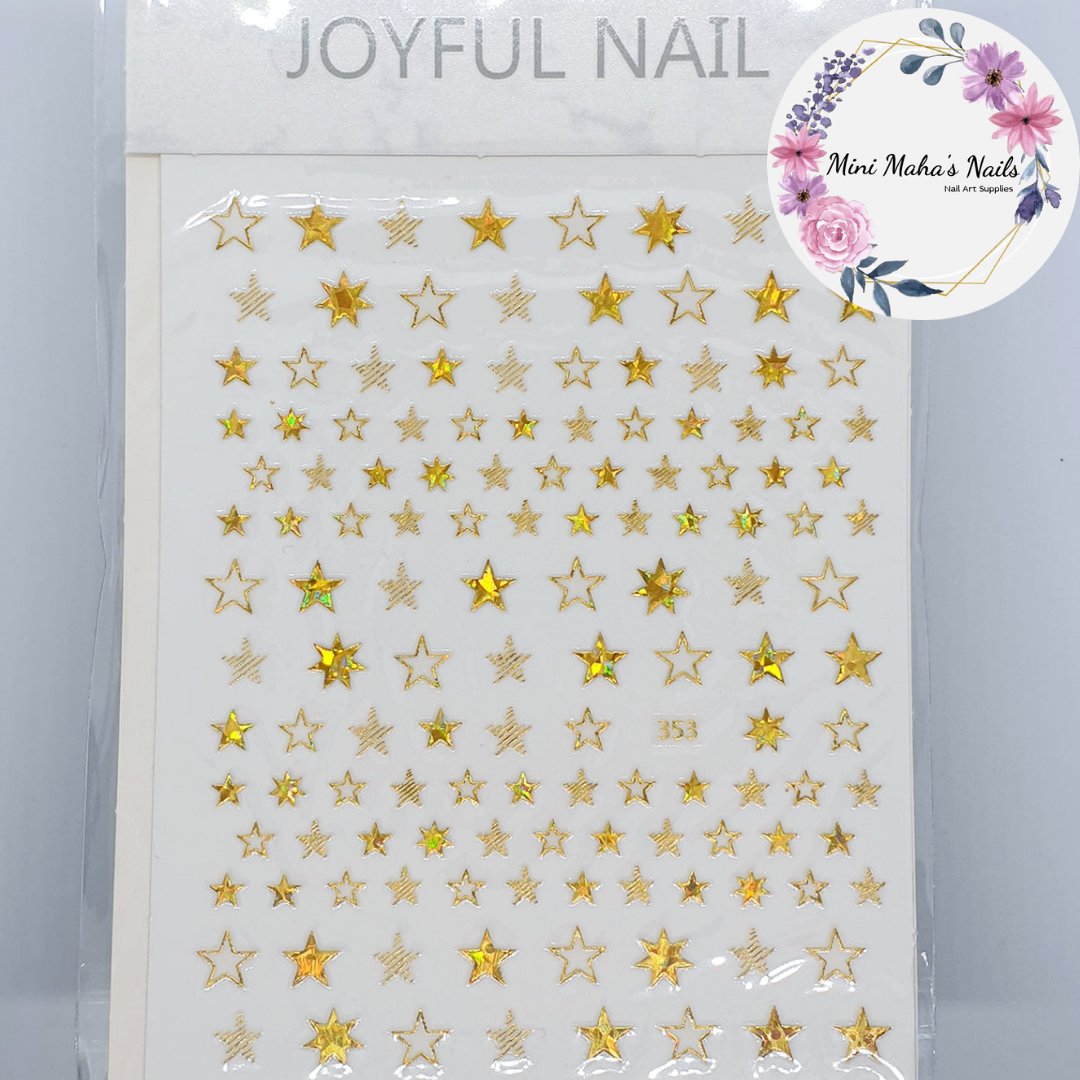 Gold Holographic Stars Nail Art Stickers