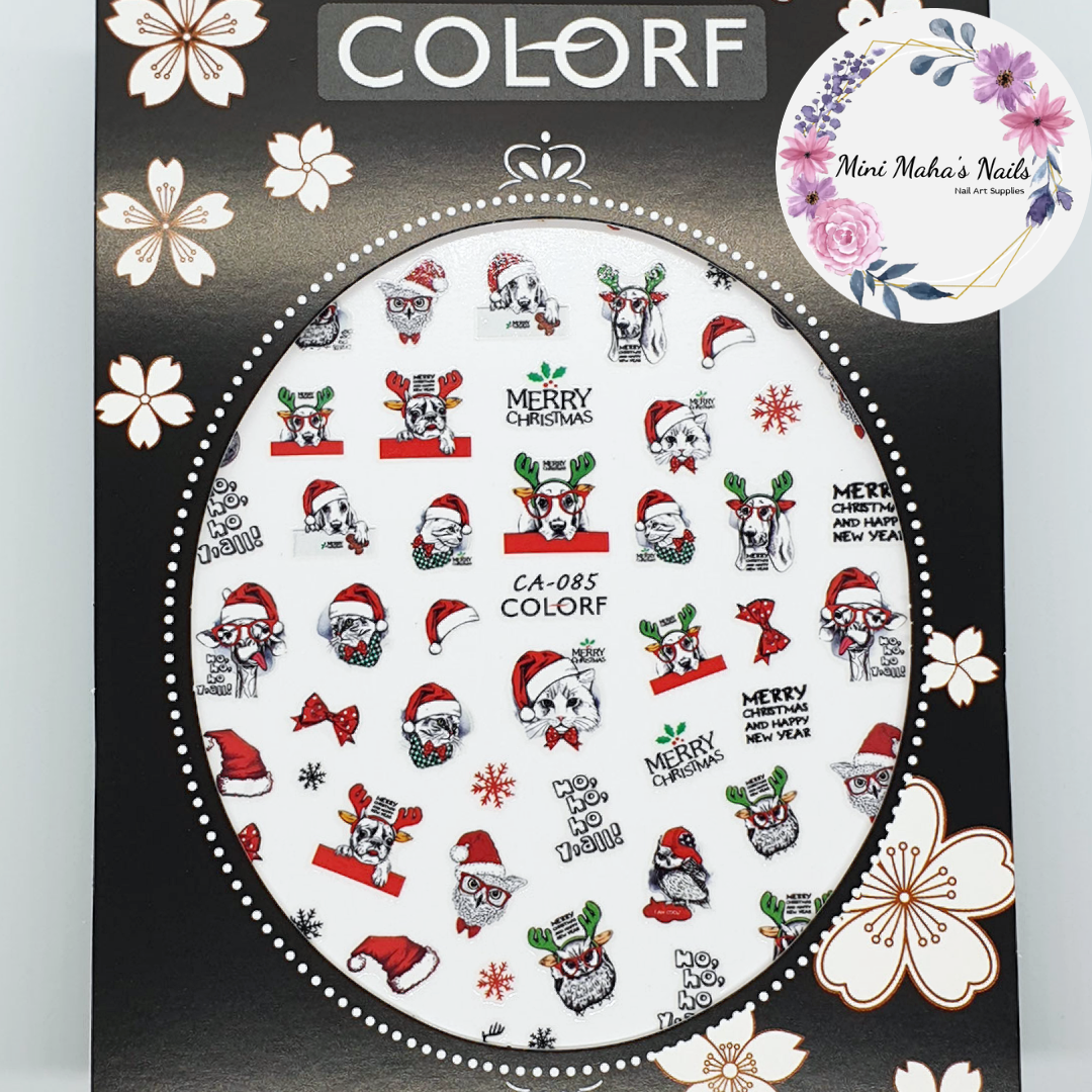 Christmas Animals - Cats, Dogs, Owls Nail Art Stickers CA085