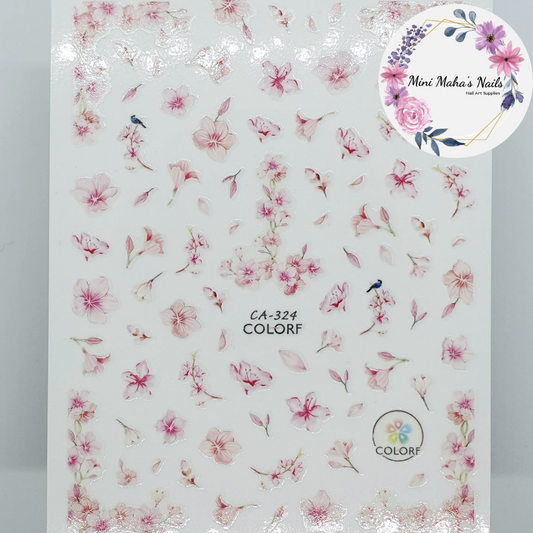 Pink Sakura Cherry Blossom Nail Art Stickers