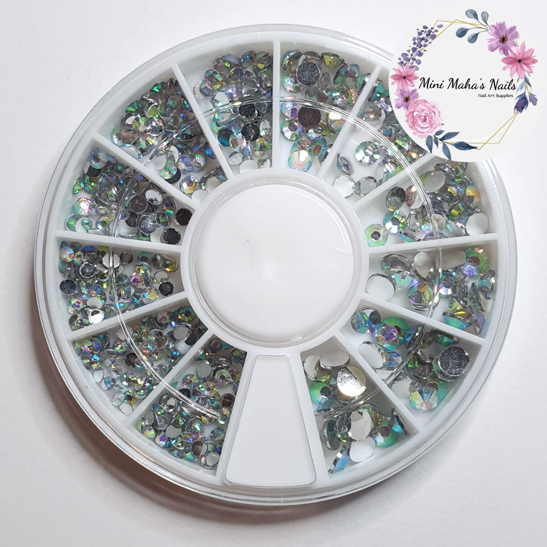 Crystal Iridescent Flatback Rhinestone Wheel