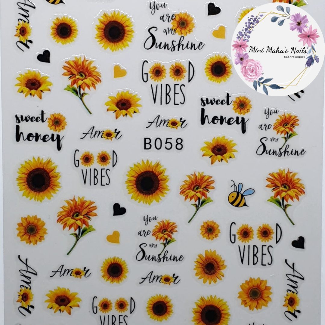 Sunflower Summer Sunshine Nail Art Stickers