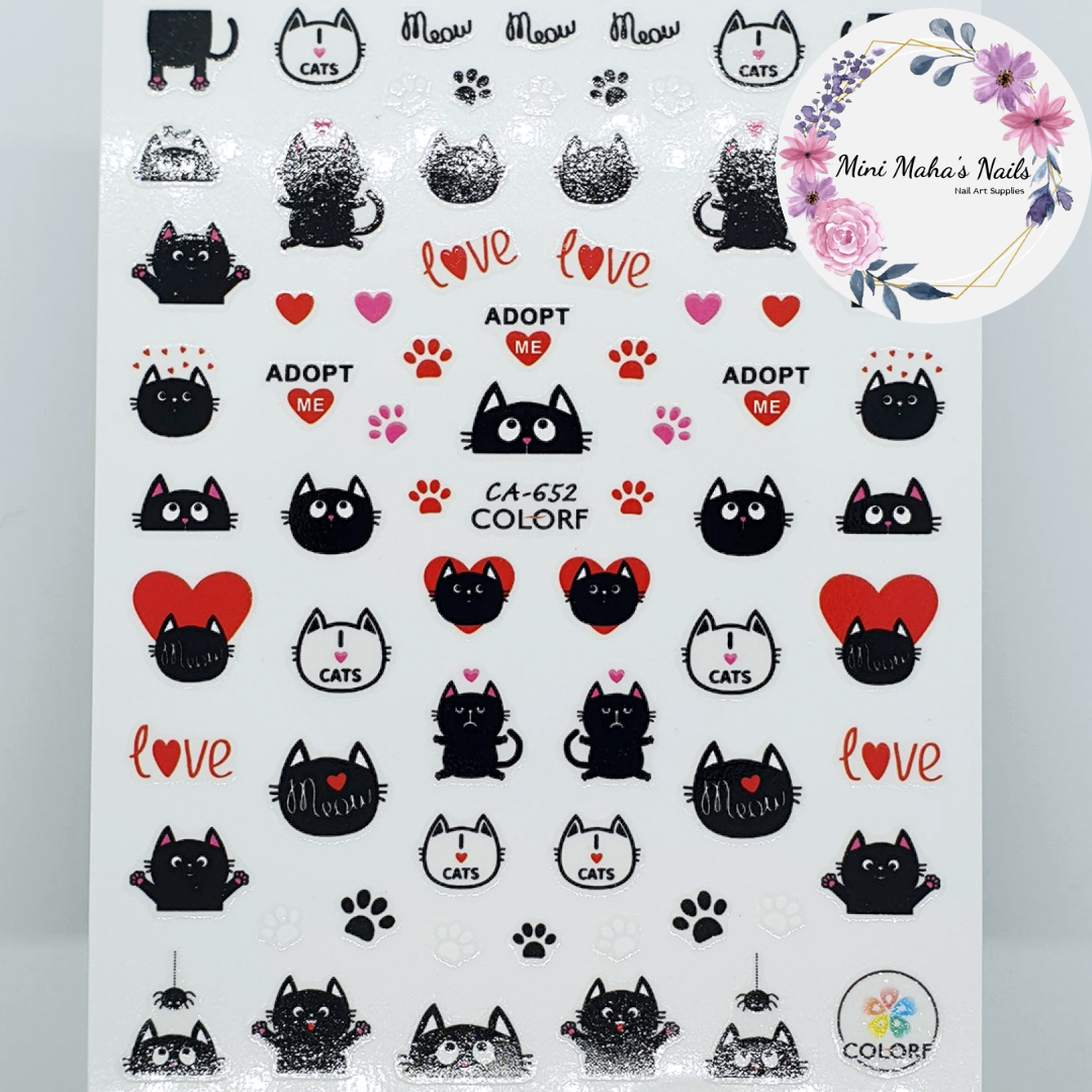 Cat Love Nail Art Stickers CA652