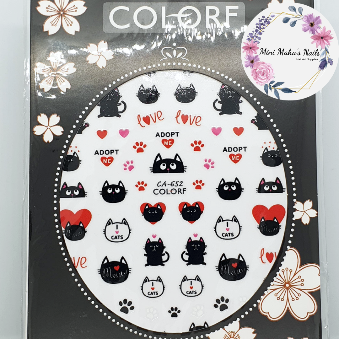 Cat Love Nail Art Stickers CA652