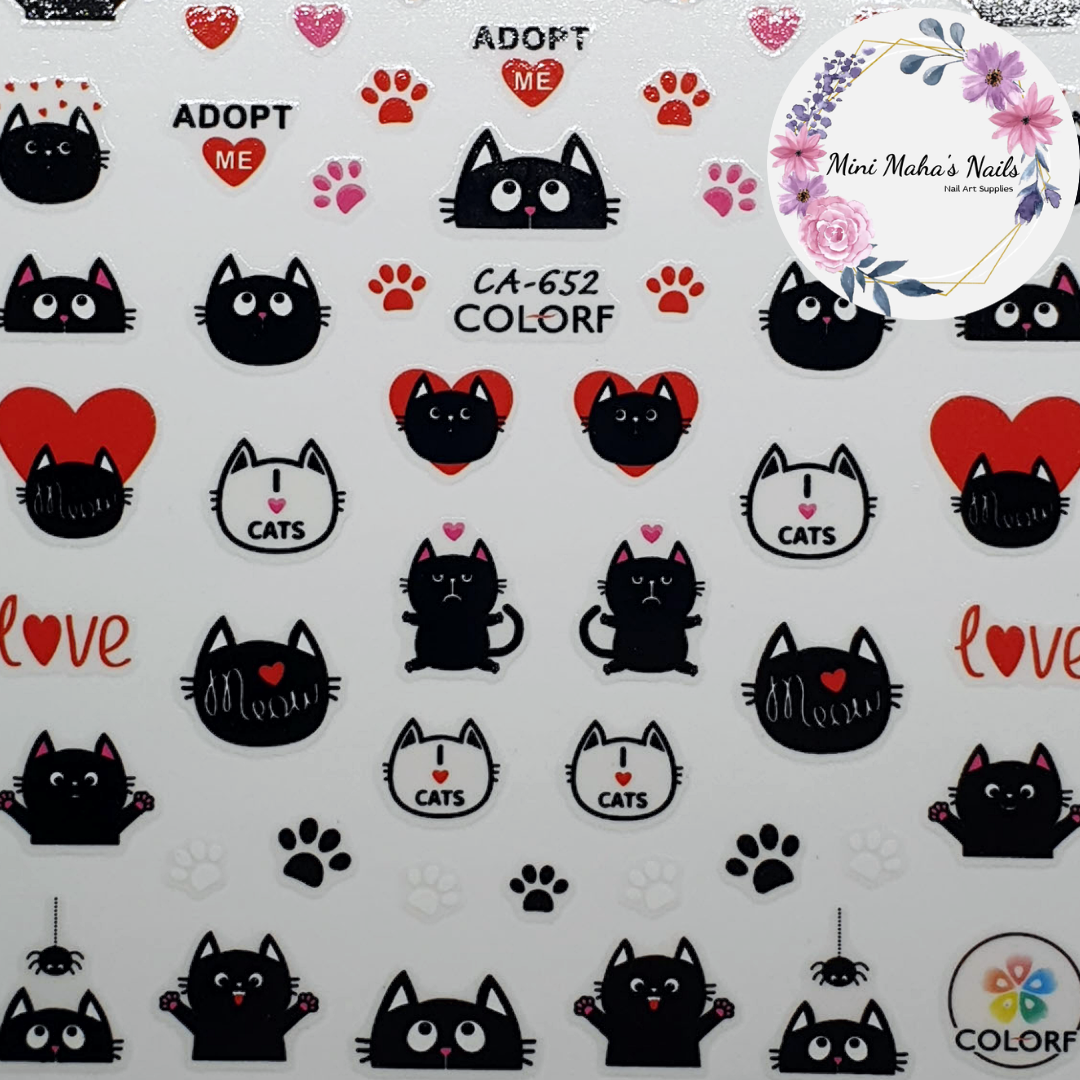 Cat Love Nail Art Stickers CA652