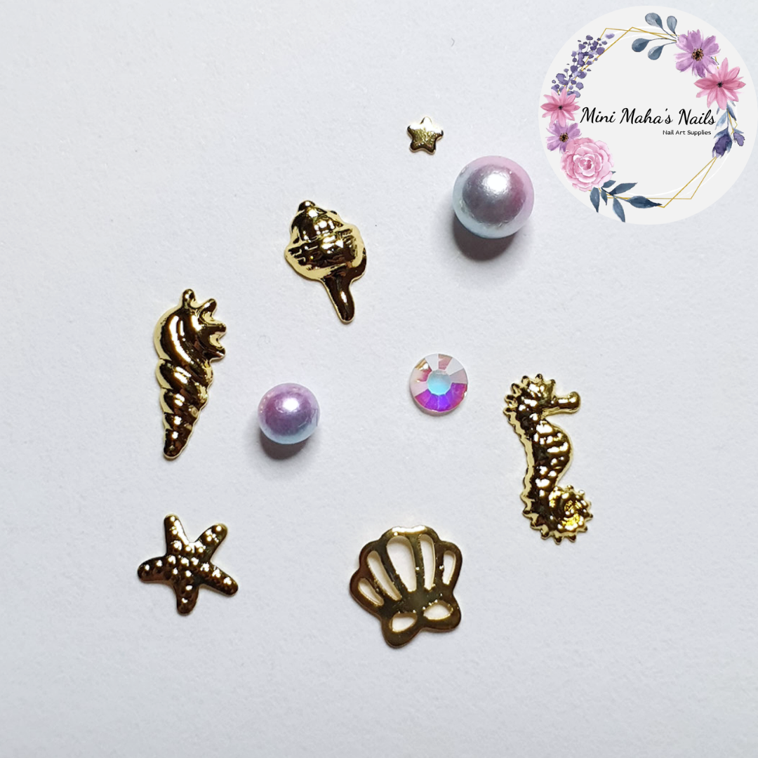 Gold Sea-life Nail Jewellery