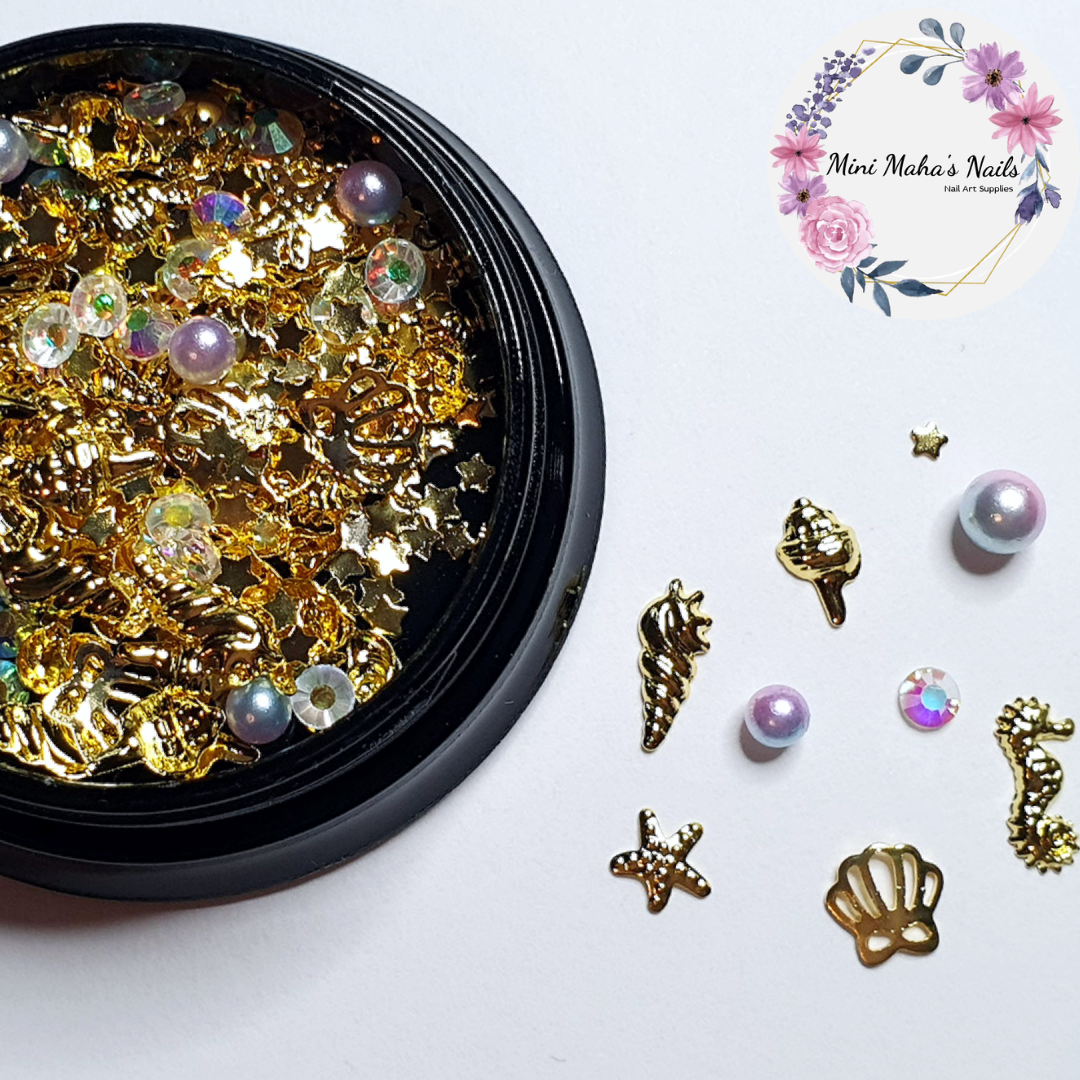 Gold Sea-life Nail Jewellery