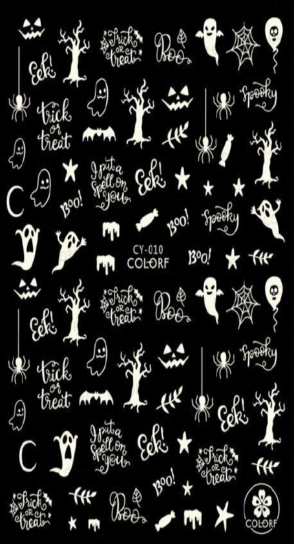 Glow in the Dark Halloween Nail Art Stickers - Spooky ghosts CY010